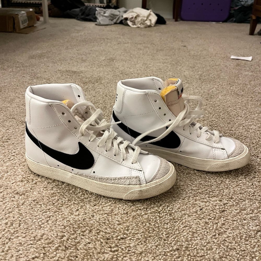 Nike White and Black High-Top Sneakers